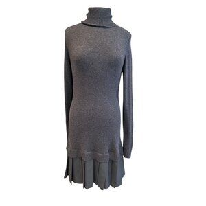 Soft Surroundings Gray Knit Sweater Dress With Pleated Hem Medium Acrylic/Nylon/